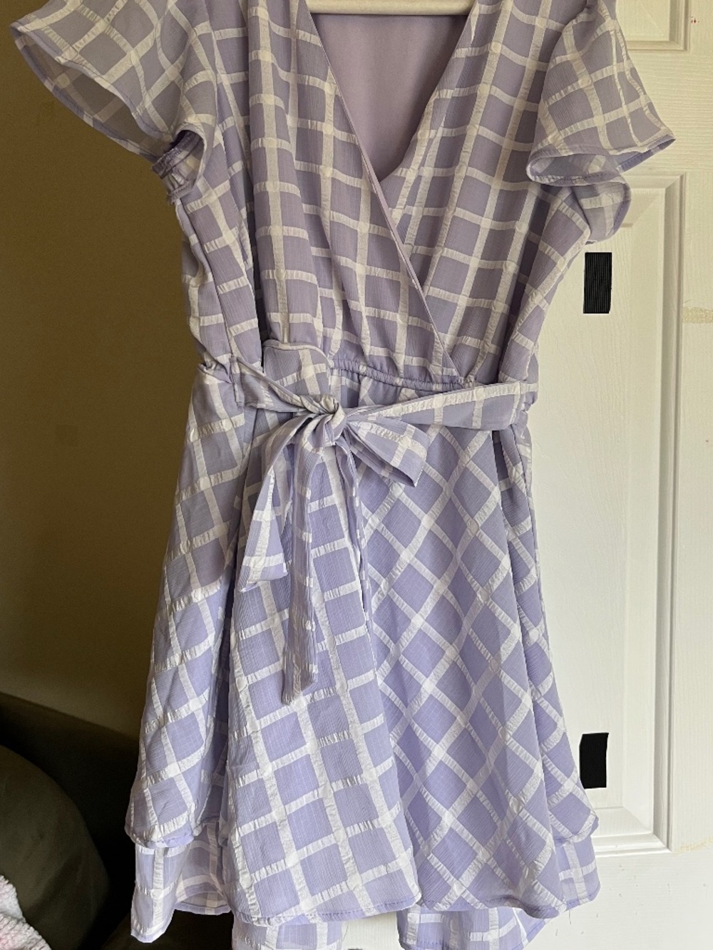 Allison & Kelly Lavender Windowpane Asymmetrical Dress